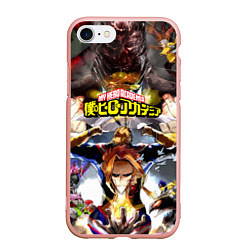 Чехол iPhone 7/8 матовый MY HERO ACADEMIA коллаж из героев, цвет: 3D-светло-розовый