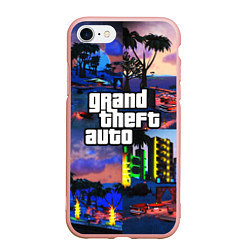 Чехол iPhone 7/8 матовый GTA, цвет: 3D-светло-розовый