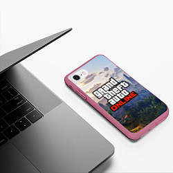 Чехол iPhone 7/8 матовый GTA ONLINE, цвет: 3D-малиновый — фото 2