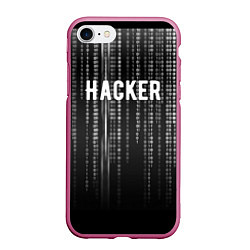 Чехол iPhone 7/8 матовый Hacker, цвет: 3D-малиновый