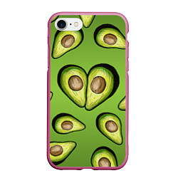Чехол iPhone 7/8 матовый Люблю авокадо, цвет: 3D-малиновый