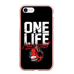 Чехол iPhone 7/8 матовый One Life Many Fight, цвет: 3D-светло-розовый