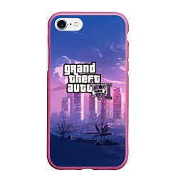 Чехол iPhone 7/8 матовый GTA VI, цвет: 3D-малиновый