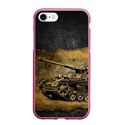 Чехол iPhone 7/8 матовый Tanks are not afraid mud, цвет: 3D-малиновый