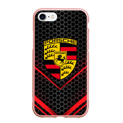 Чехол iPhone 7/8 матовый PORSCHE, цвет: 3D-светло-розовый