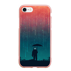Чехол iPhone 7/8 матовый Космический Дождь, цвет: 3D-светло-розовый