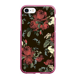 Чехол iPhone 7/8 матовый Букет роз, цвет: 3D-малиновый