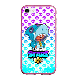 Чехол iPhone 7/8 матовый Brawl stars leon shark, цвет: 3D-малиновый