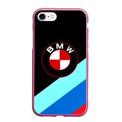 Чехол iPhone 7/8 матовый BMW, цвет: 3D-малиновый