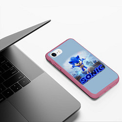 Чехол iPhone 7/8 матовый SONIC, цвет: 3D-малиновый — фото 2