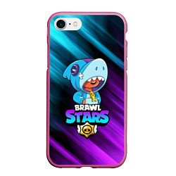 Чехол iPhone 7/8 матовый BRAWL STARS LEON SHARK, цвет: 3D-малиновый