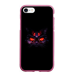 Чехол iPhone 7/8 матовый Злой котик, цвет: 3D-малиновый