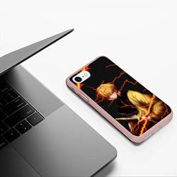 Чехол iPhone 7/8 матовый KIMETSU NO YAIBA, цвет: 3D-светло-розовый — фото 2