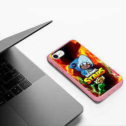 Чехол iPhone 7/8 матовый BRAWL STARS LEON SHARK, цвет: 3D-баблгам — фото 2