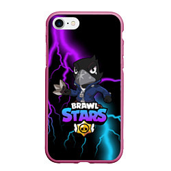 Чехол iPhone 7/8 матовый BRAWL STARS CROW, цвет: 3D-малиновый