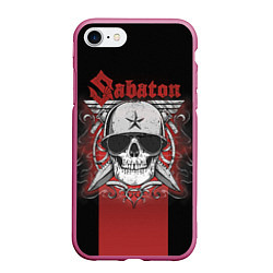 Чехол iPhone 7/8 матовый Sabaton Army Skull, цвет: 3D-малиновый