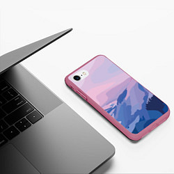 Чехол iPhone 7/8 матовый Горы, цвет: 3D-малиновый — фото 2