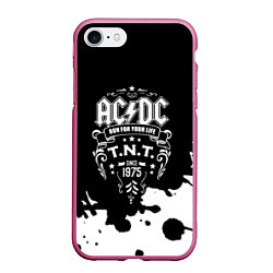 Чехол iPhone 7/8 матовый ACDC TNT, цвет: 3D-малиновый