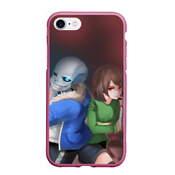 Чехол iPhone 7/8 матовый UNDERTALE, цвет: 3D-малиновый