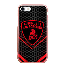 Чехол iPhone 7/8 матовый Lamborghini, цвет: 3D-светло-розовый