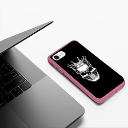 Чехол iPhone 7/8 матовый Старинные черепа, цвет: 3D-малиновый — фото 2