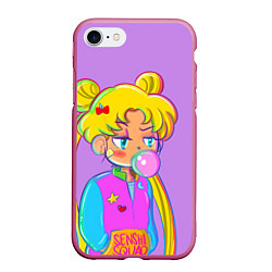 Чехол iPhone 7/8 матовый SAILOR MOON, цвет: 3D-малиновый