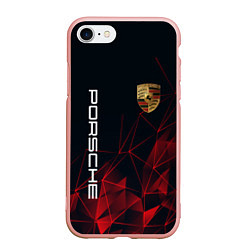 Чехол iPhone 7/8 матовый PORSCHE, цвет: 3D-светло-розовый