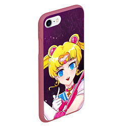 Чехол iPhone 7/8 матовый Sailor Moon, цвет: 3D-малиновый — фото 2