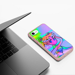 Чехол iPhone 7/8 матовый ЦВЕТНАЯ МУН, цвет: 3D-светло-розовый — фото 2