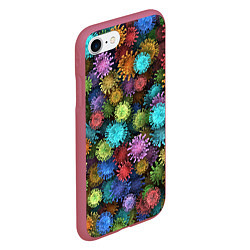 Чехол iPhone 7/8 матовый Разноцветные вирусы, цвет: 3D-малиновый — фото 2