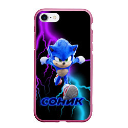 Чехол iPhone 7/8 матовый SONIC, цвет: 3D-малиновый