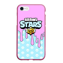 Чехол iPhone 7/8 матовый BRAWL STARS, цвет: 3D-малиновый