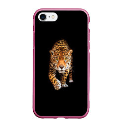 Чехол iPhone 7/8 матовый Ягуар, цвет: 3D-малиновый