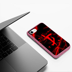 Чехол iPhone 7/8 матовый DOOM ETERNAL, цвет: 3D-малиновый — фото 2