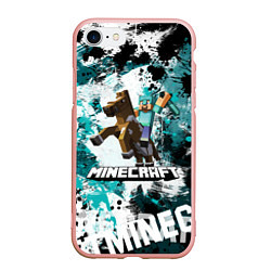 Чехол iPhone 7/8 матовый Minecraft Майнкрафт, цвет: 3D-светло-розовый