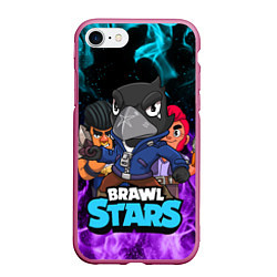 Чехол iPhone 7/8 матовый BRAWL STARS CROW, цвет: 3D-малиновый