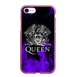 Чехол iPhone 7/8 матовый QUEEN, цвет: 3D-малиновый