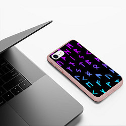 Чехол iPhone 7/8 матовый РУНЫ, цвет: 3D-светло-розовый — фото 2