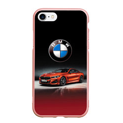 Чехол iPhone 7/8 матовый BMW, цвет: 3D-светло-розовый