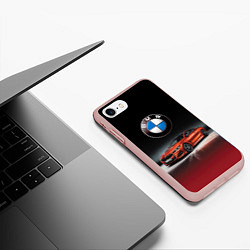 Чехол iPhone 7/8 матовый BMW, цвет: 3D-светло-розовый — фото 2