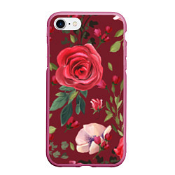 Чехол iPhone 7/8 матовый Rose, цвет: 3D-малиновый