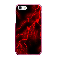 Чехол iPhone 7/8 матовый МОЛНИЯ RED NEON, цвет: 3D-малиновый