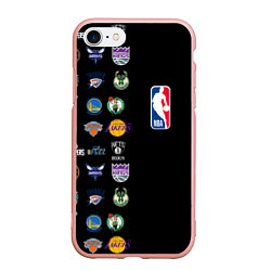 Чехол iPhone 7/8 матовый NBA Team Logos 2, цвет: 3D-светло-розовый