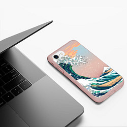 Чехол iPhone 7/8 матовый Большая волна в канагаве, цвет: 3D-светло-розовый — фото 2