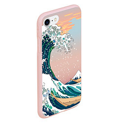 Чехол iPhone 7/8 матовый Большая волна в канагаве, цвет: 3D-светло-розовый — фото 2