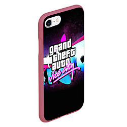 Чехол iPhone 7/8 матовый GTA:vice city, цвет: 3D-малиновый — фото 2