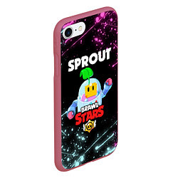 Чехол iPhone 7/8 матовый BRAWL STARS SPROUT, цвет: 3D-малиновый — фото 2