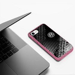 Чехол iPhone 7/8 матовый Volkswagen, цвет: 3D-малиновый — фото 2