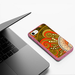Чехол iPhone 7/8 матовый Детский оранжево-болотный, цвет: 3D-малиновый — фото 2
