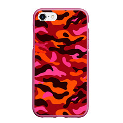 Чехол iPhone 7/8 матовый CAMOUFLAGE RED, цвет: 3D-малиновый
